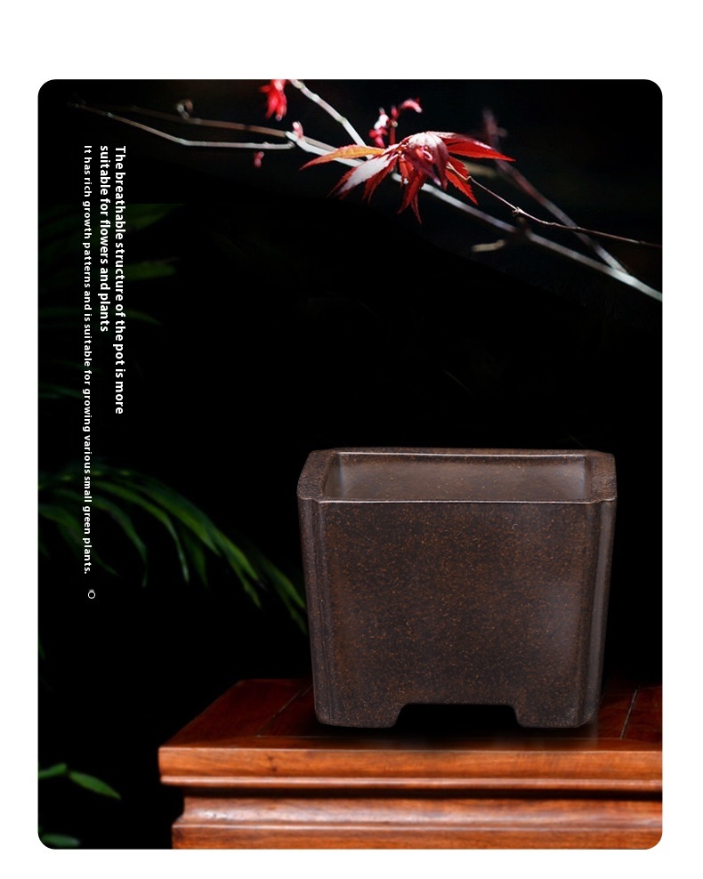 Title 8, Purple Sand Flower Pot Desktop Square Bonsai Basin