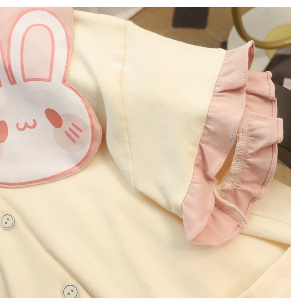 Title 4, Cute Bunny Doll Collar Printing Short Sleeve Pa...