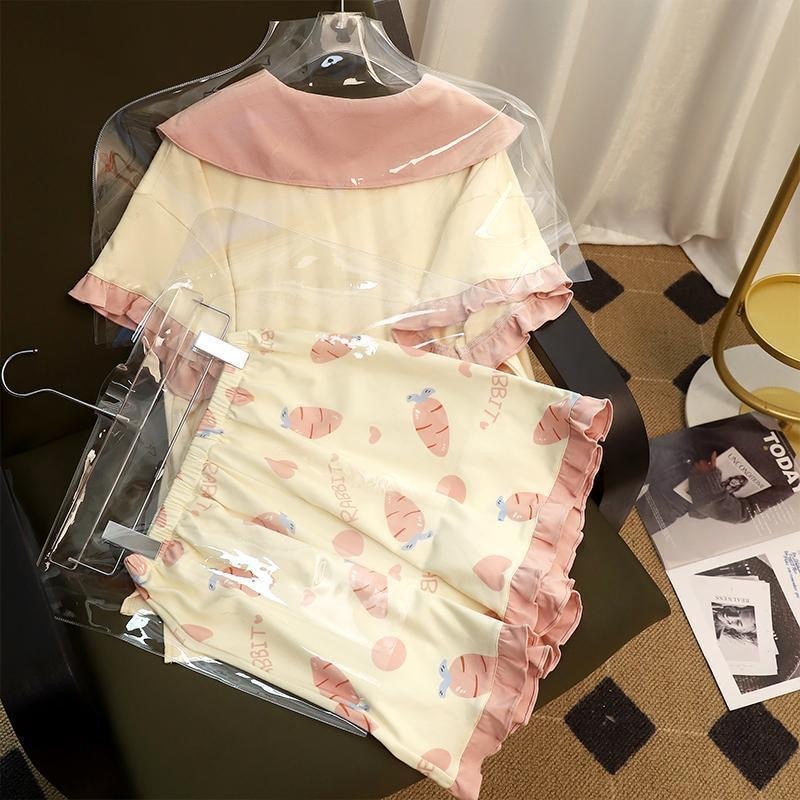 Title 5, Cute Bunny Doll Collar Printing Short Sleeve Pa...