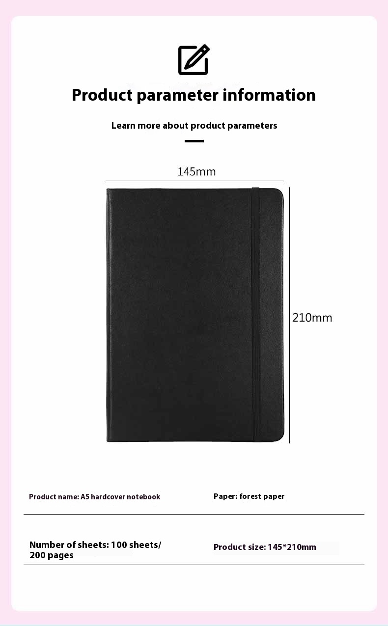 Title 5, A5 Hard Case Pu Binding Band Notepad Cute Journ...