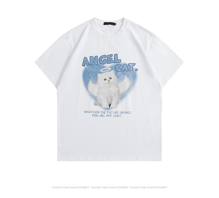 Title 5, Camiseta Street Angel Cat Letter Printing Anima...