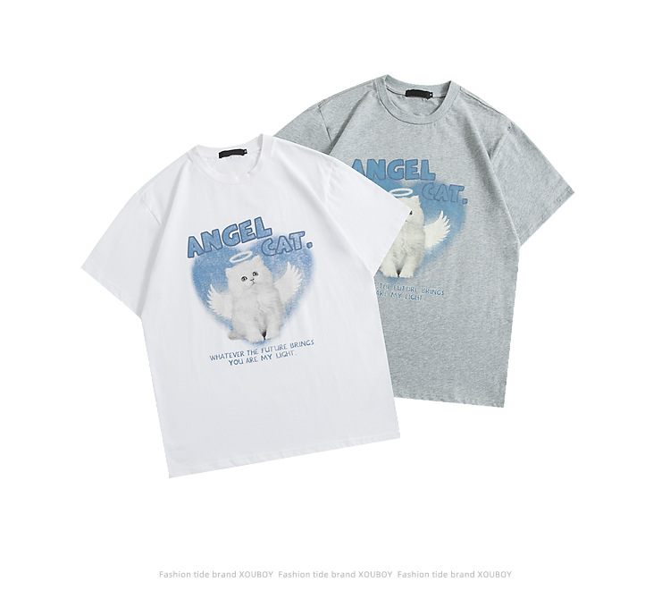 Title 8, T-shirt Angel Cat Letter Printing Animal Street...