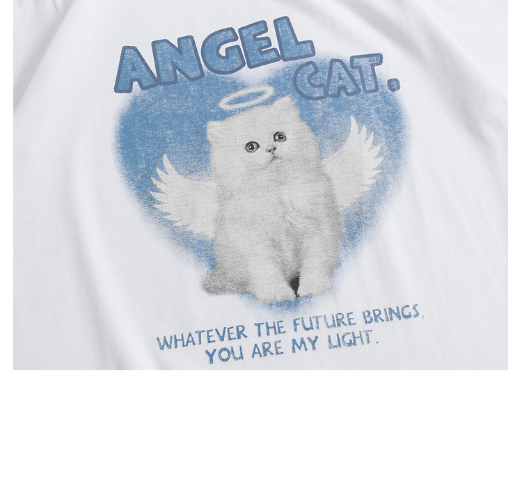 Title 10, T-shirt Angel Cat Letter Printing Animal Street...