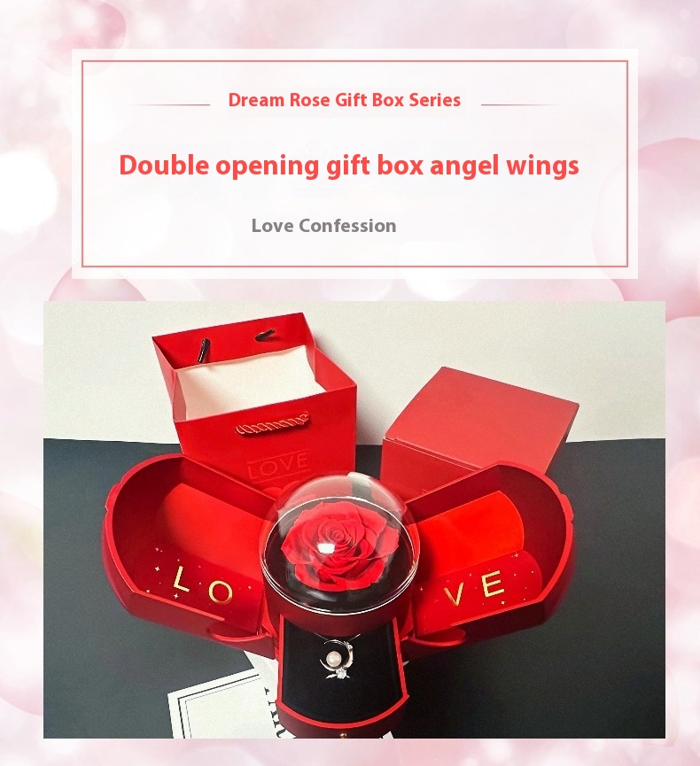 Title 1, Creative Double Open Rose Gift Box Drawer Jewel...