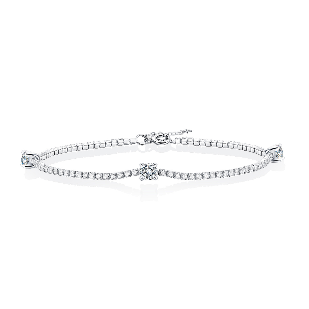 Title 3, Silver Inlay Moissanite Round Bracelet