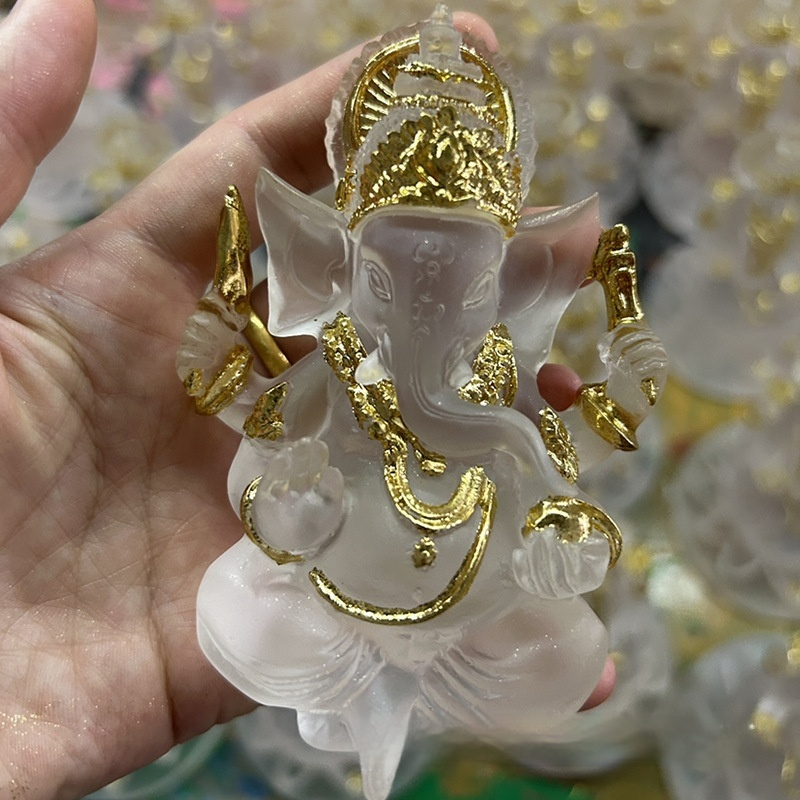 Title 2, Glass Resin Southeast Asia Buddha Statue Ganesh...