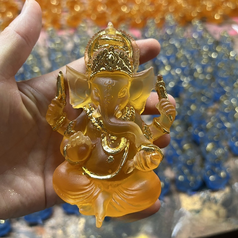 Title 3, Glass Resin Southeast Asia Buddha Statue Ganesh...