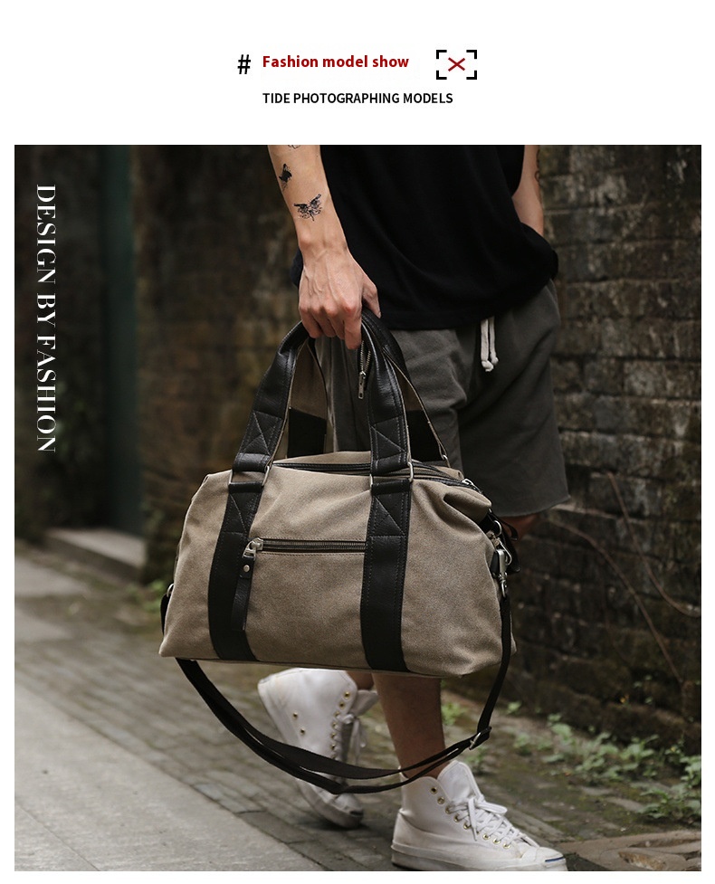 Title 8, Mens Retro Canvas Handbag for Business Travel ...