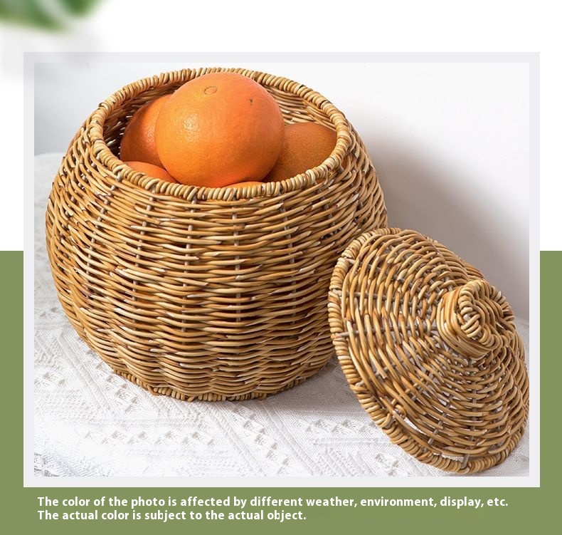 Title 2, Hand-woven Plant Basket Oval Pumpkin Desktop Su...