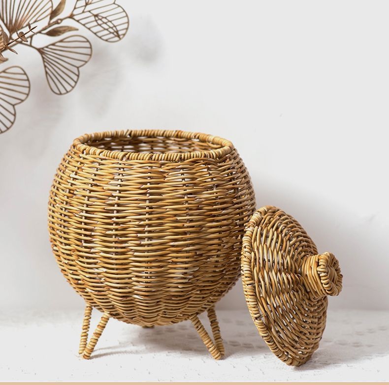 Title 4, Hand-woven Plant Basket Oval Pumpkin Desktop Su...