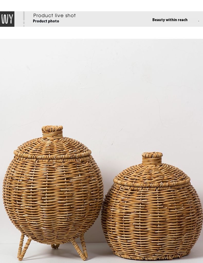 Title 6, Hand-woven Plant Basket Oval Pumpkin Desktop Su...