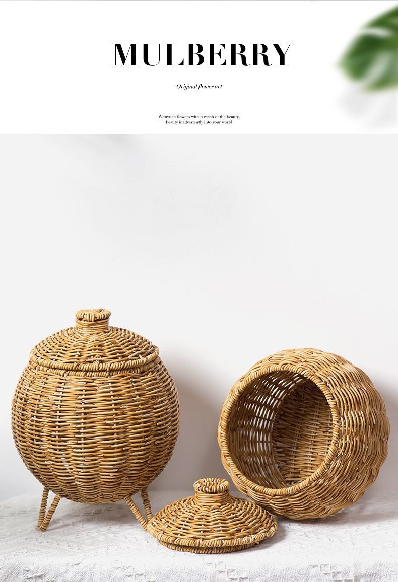 Title 7, Hand-woven Plant Basket Oval Pumpkin Desktop Su...