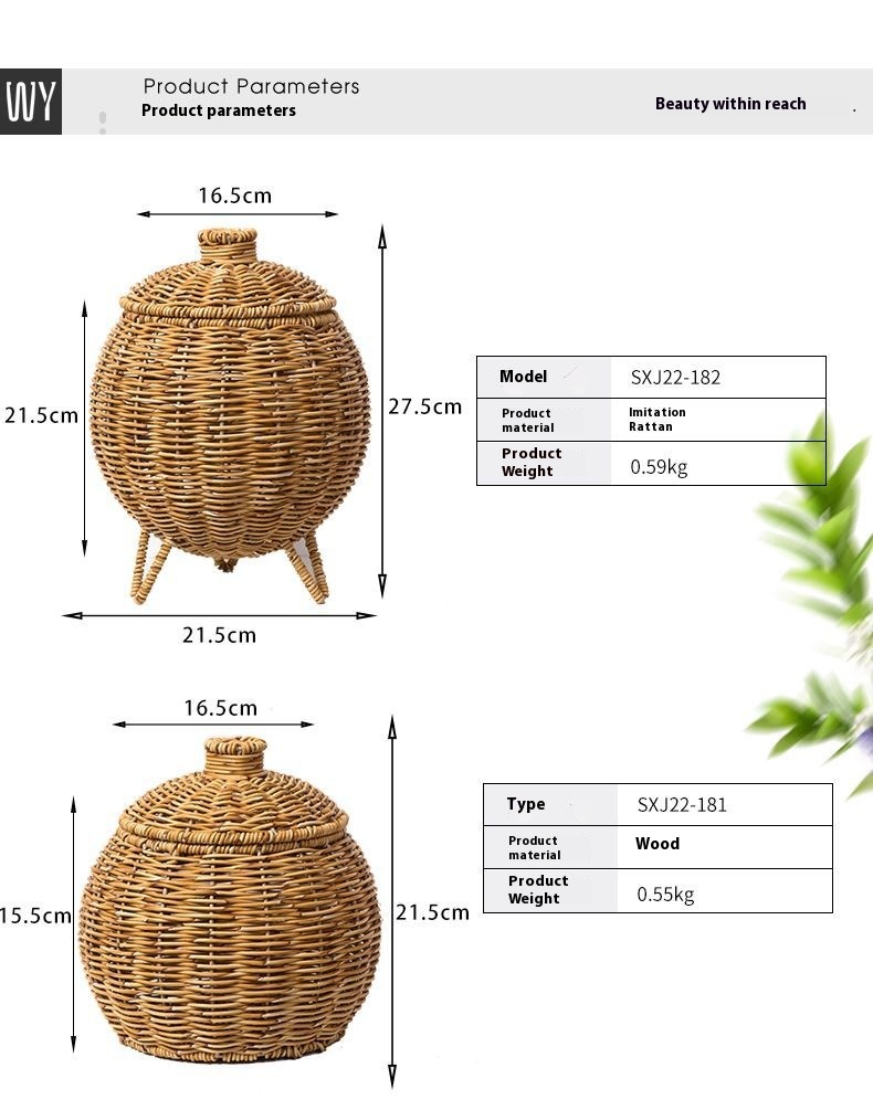 Title 11, Hand-woven Plant Basket Oval Pumpkin Desktop Su...