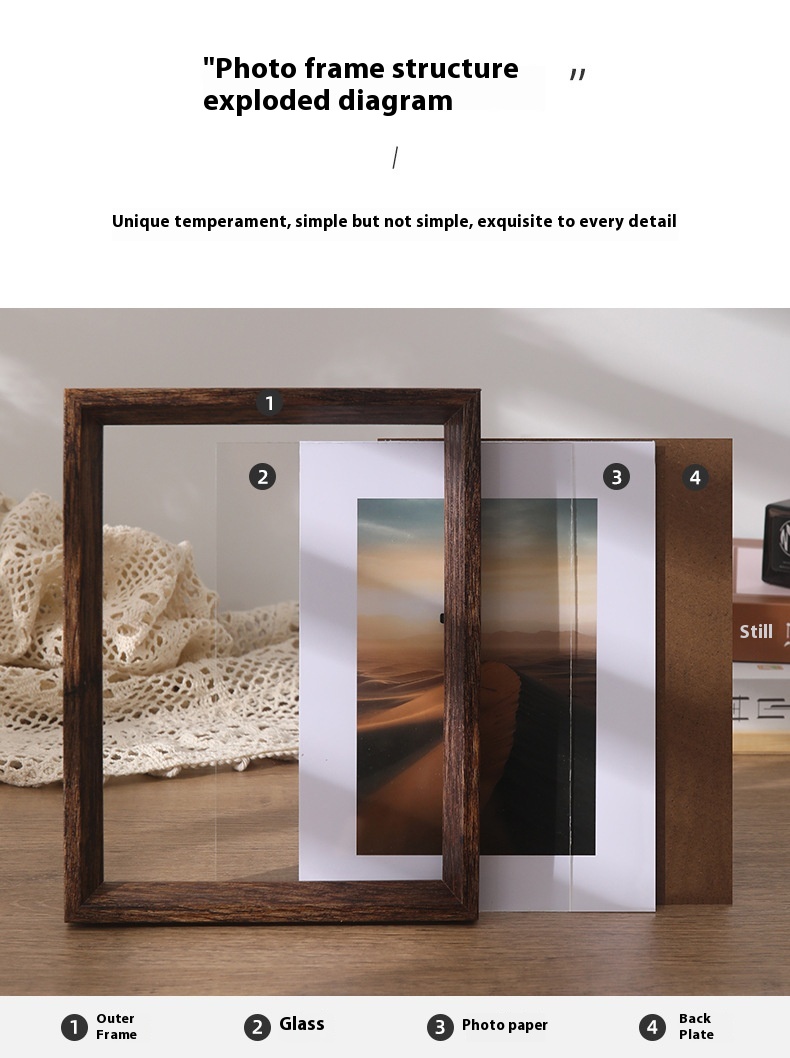 Title 3, Nordic Style Simple Photo Frame Wooden Table De...