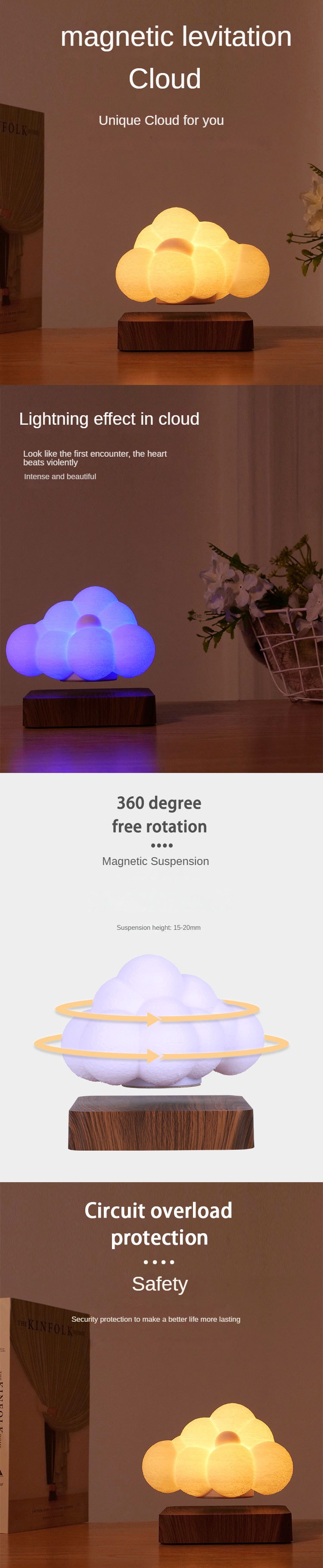 Magnetic Levitation Cloud Lamp - 3D Print Night Light Gift