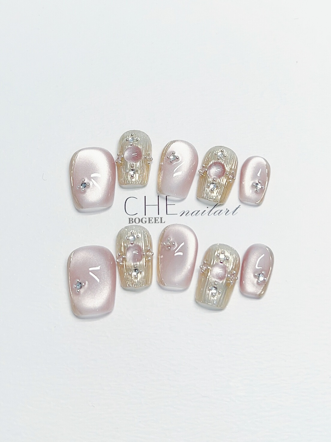 Title 4, Handmade Wear Nail French Manicure Cat Eye Retro