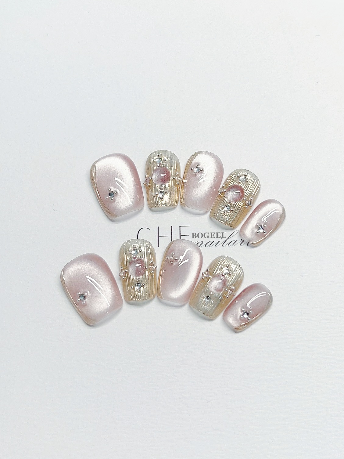 Title 6, Handmade Wear Nail French Manicure Cat Eye Retro