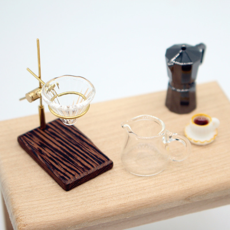 Title 4, Dollhouse Mini Hand Punch Coffee Shelf Glass Po...