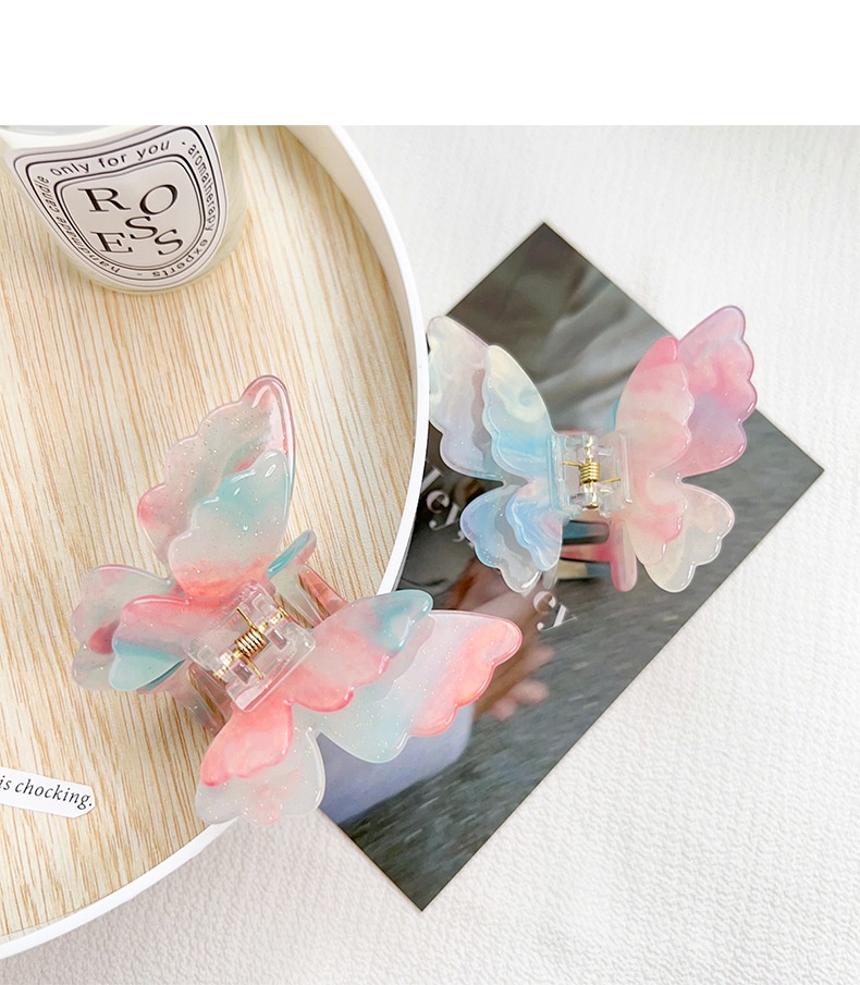 Title 5, French High-end Double-layer Butterfly Color Ha...