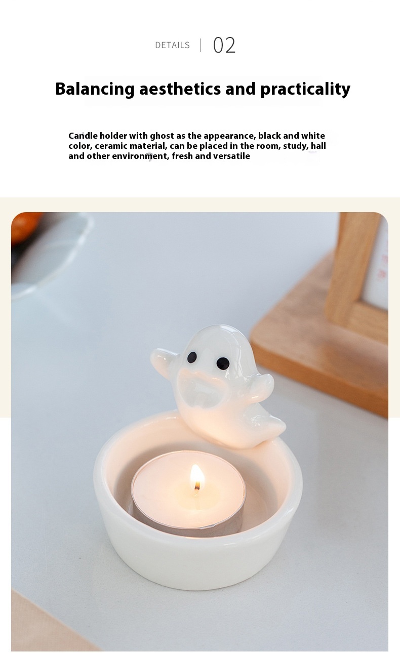 Title 3, Ceramic Pure White Ghost Candlestick Decoration...