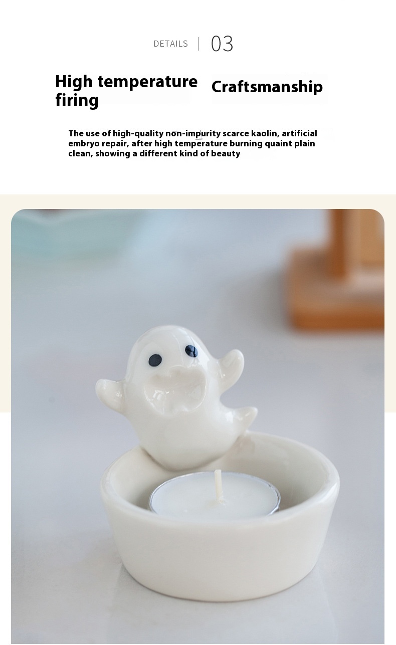 Title 4, Ceramic Pure White Ghost Candlestick Decoration...