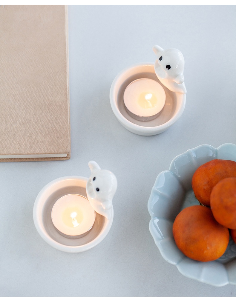 Title 11, Ceramic Pure White Ghost Candlestick Decoration...