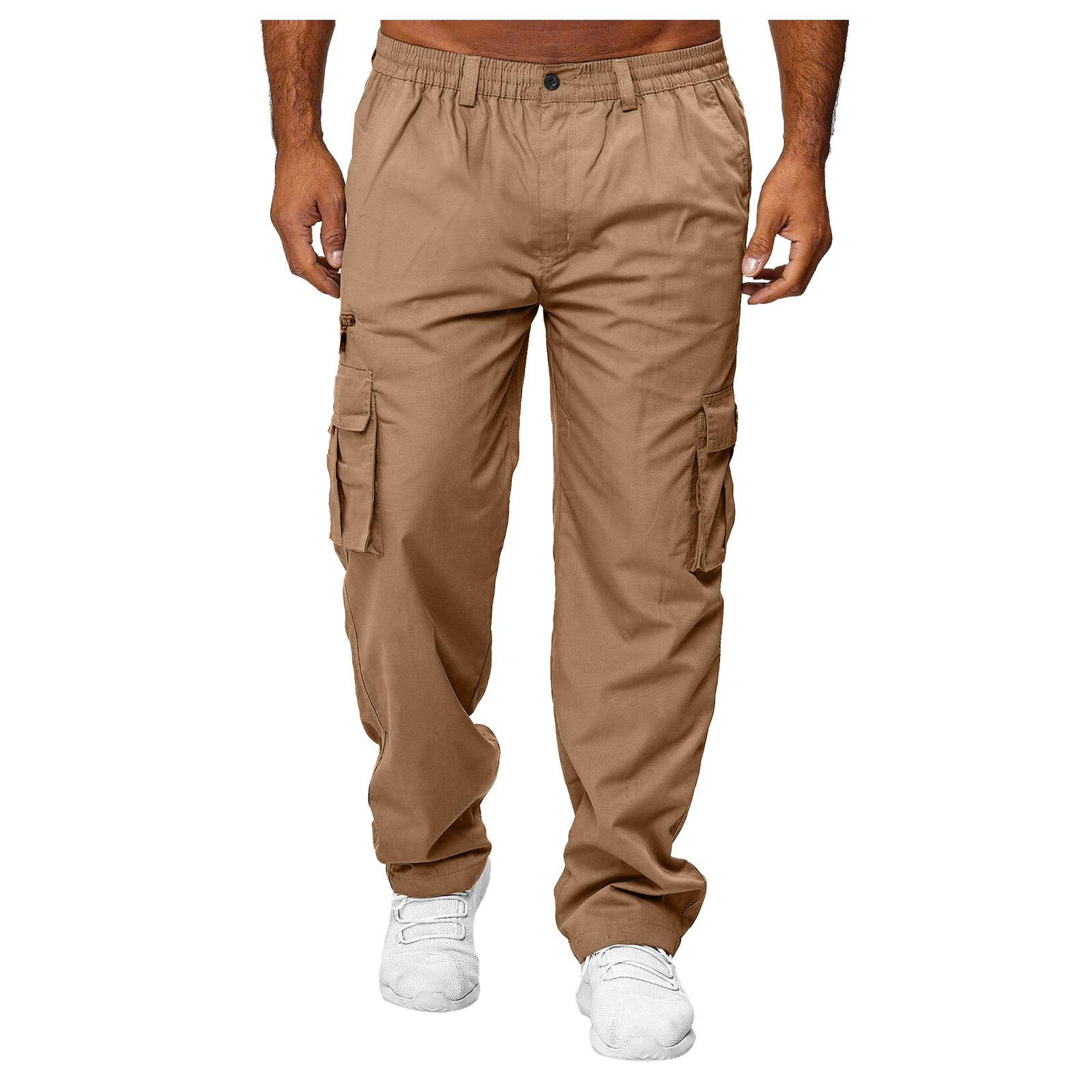 Men Casual Cargo Pants Loose Fit Multi-Pocket Cotton Work Trousers Outdoor Wear - Picture 8 of 10