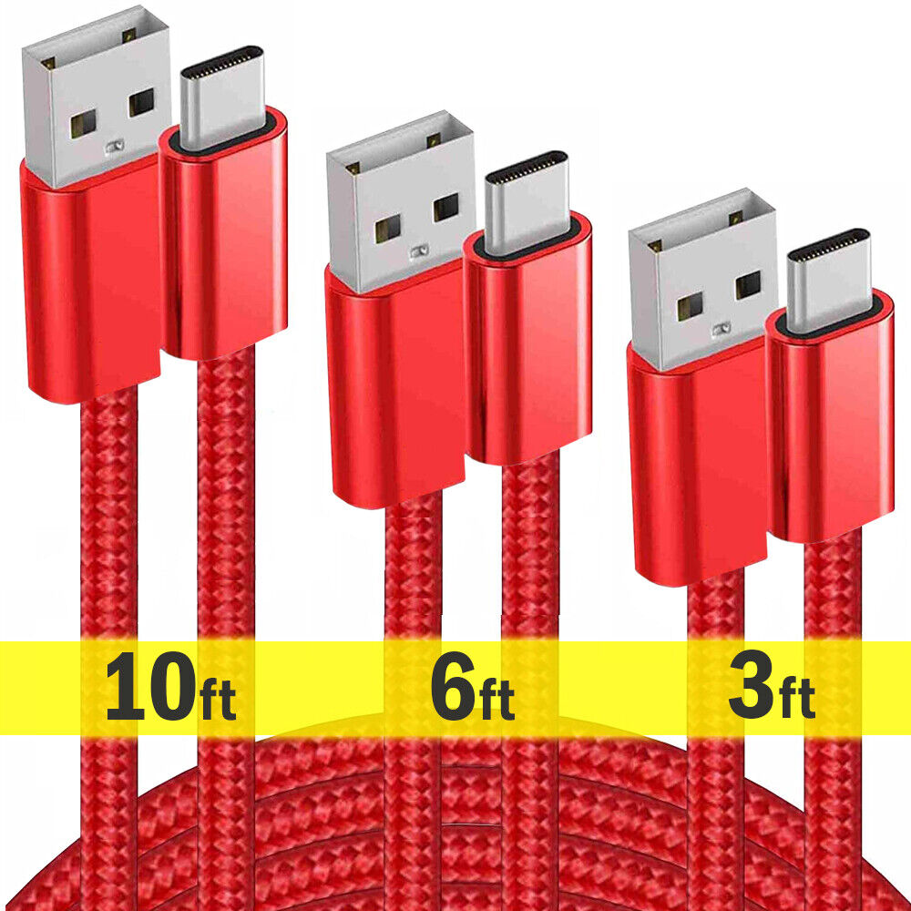 USB C Type-C Charger Cable Braided 3-Pack, US Shipping Only. USPS First Class Package, 2-Day Handling, 2-5 Day Shipping. 3-Pack Braided USB C Type-C Fast Charging Data SYNC Charger Cable Cord, Cable Length: 3FT / 6FT / 10FT. Fast Charge and High-speed Dat