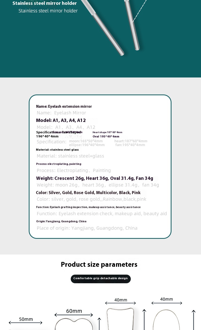 Title 4, Paslanmaz Çelik Kirpik Aşı Mirror Güzellik Arac...