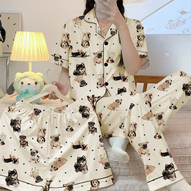 Puppy Pajama Suit Long Sleeve (3 Piece Set)