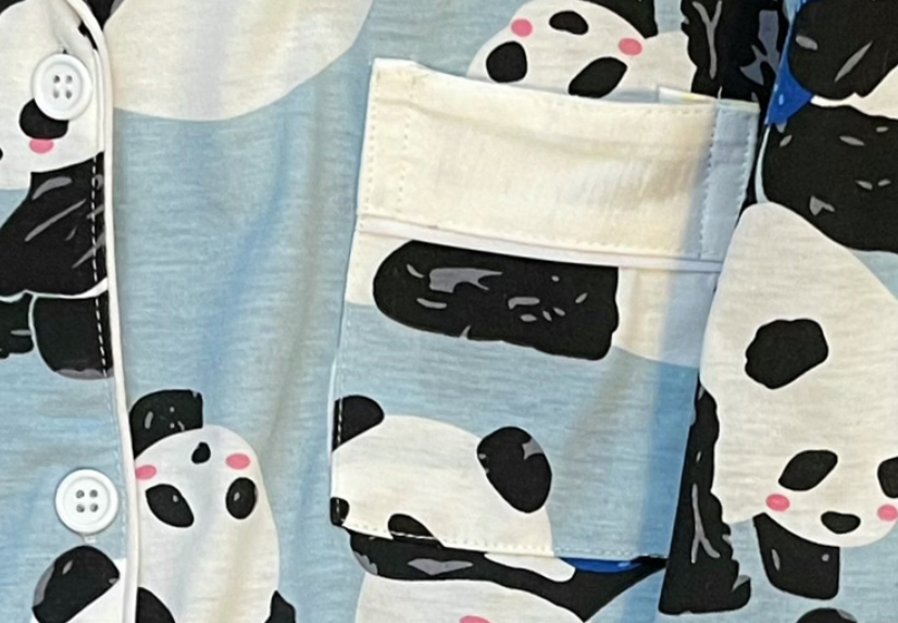 Blue Panda Pajamas Long Womens