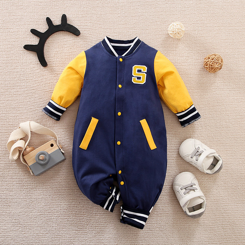 Title 6, Baby One-piece Spring And Autumn Romper Basebal...