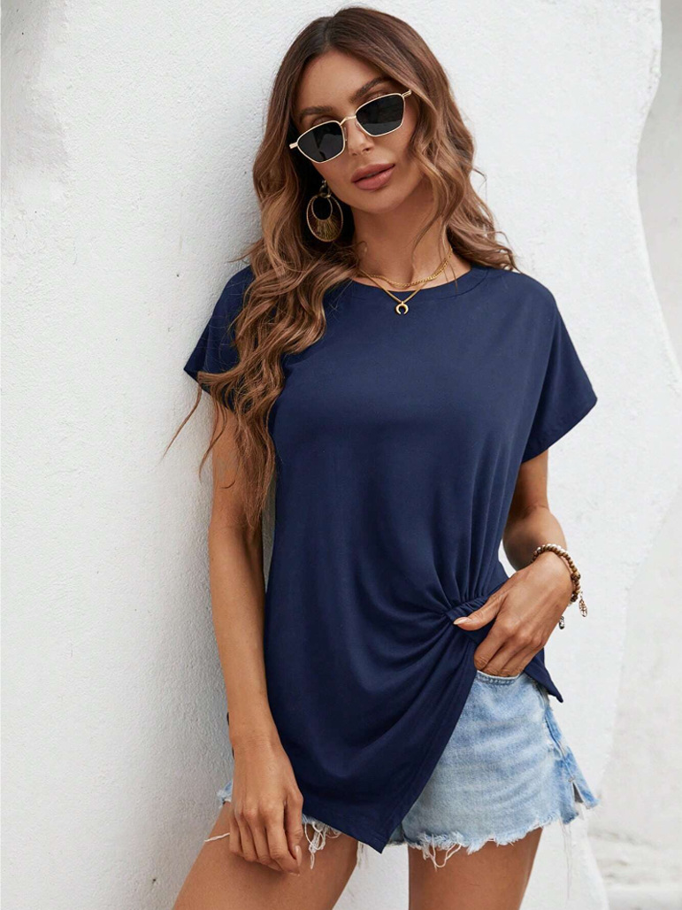 Title 5, Womens short-sleeved shirt with irregular hem,...