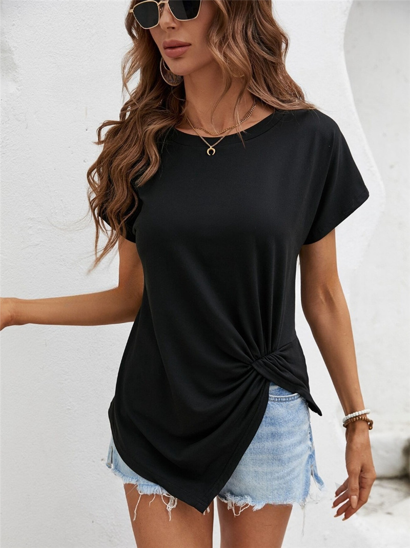 Title 7, Womens short-sleeved shirt with irregular hem,...