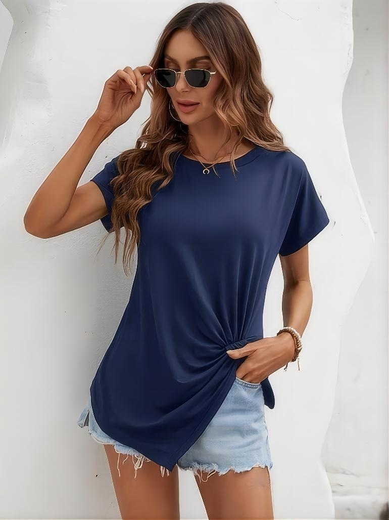 Title 8, Womens short-sleeved shirt with irregular hem,...