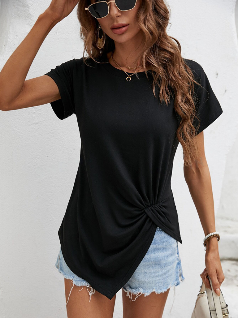 Title 10, Womens short-sleeved shirt with irregular hem,...