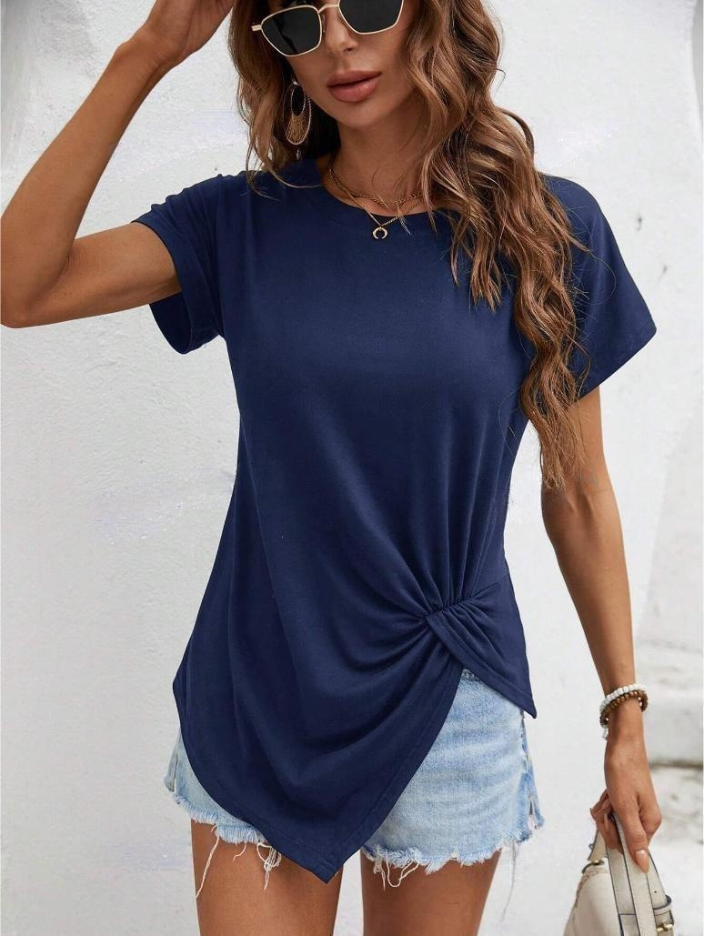 Title 13, Womens short-sleeved shirt with irregular hem,...