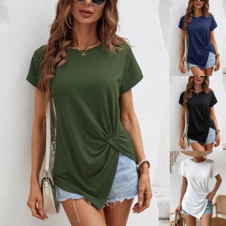 Title 18, Womens short-sleeved shirt with irregular hem,...