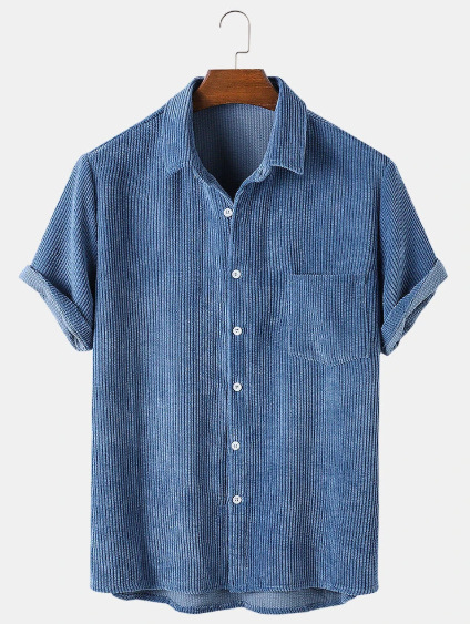 Title 4, Corduroy Loose Short Sleeve Mens Rest Shirt, o...