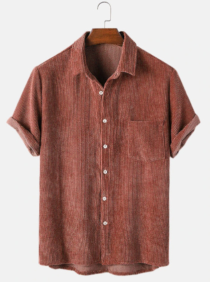 Title 5, Corduroy Loose Short Sleeve Mens Rest Shirt, o...