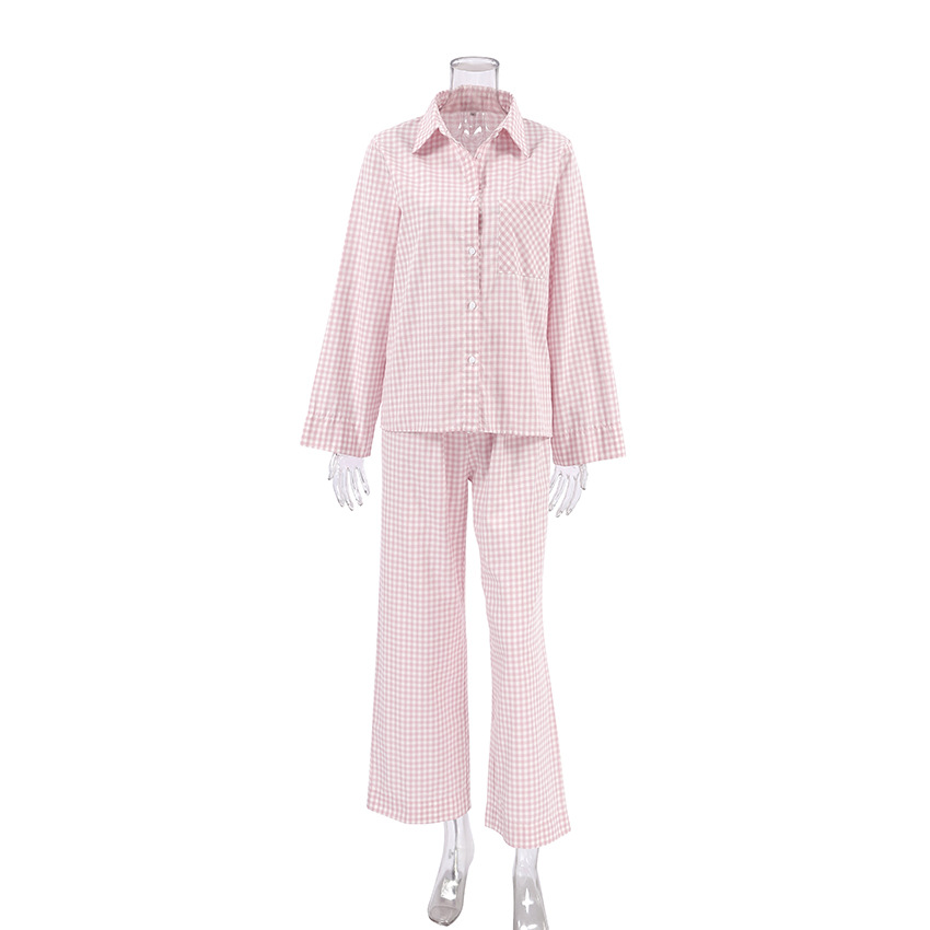 Title 17, Vintage Plaid Loose Long Sleeved Pajamas And Pants