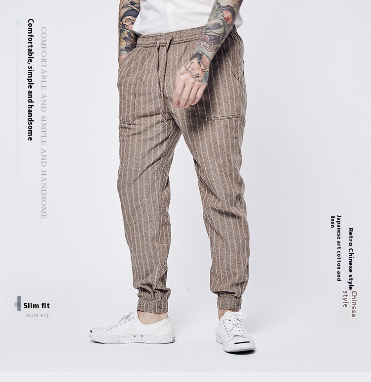 Title 5, Pantaloni Casual in Lino Ampi con Lacci ai Pied...