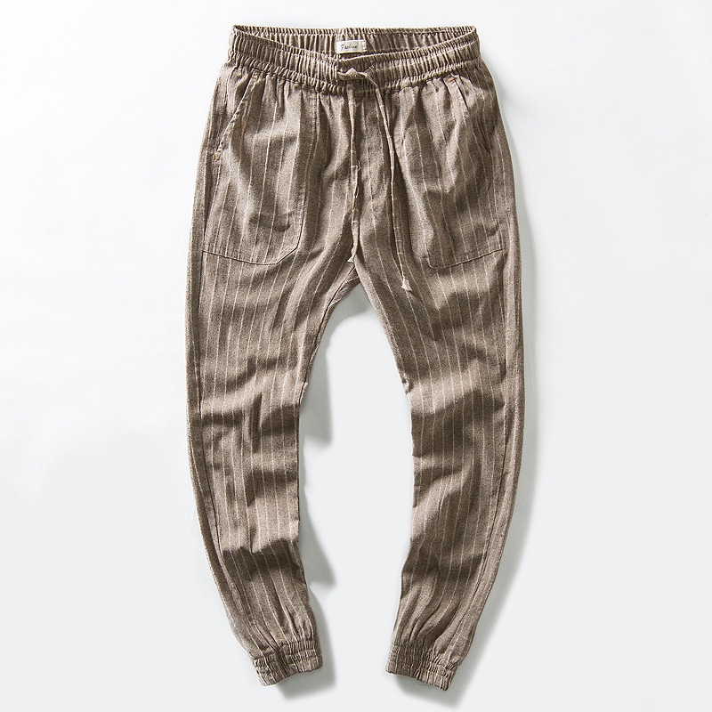 Title 7, Pantaloni Casual in Lino Ampi con Lacci ai Pied...