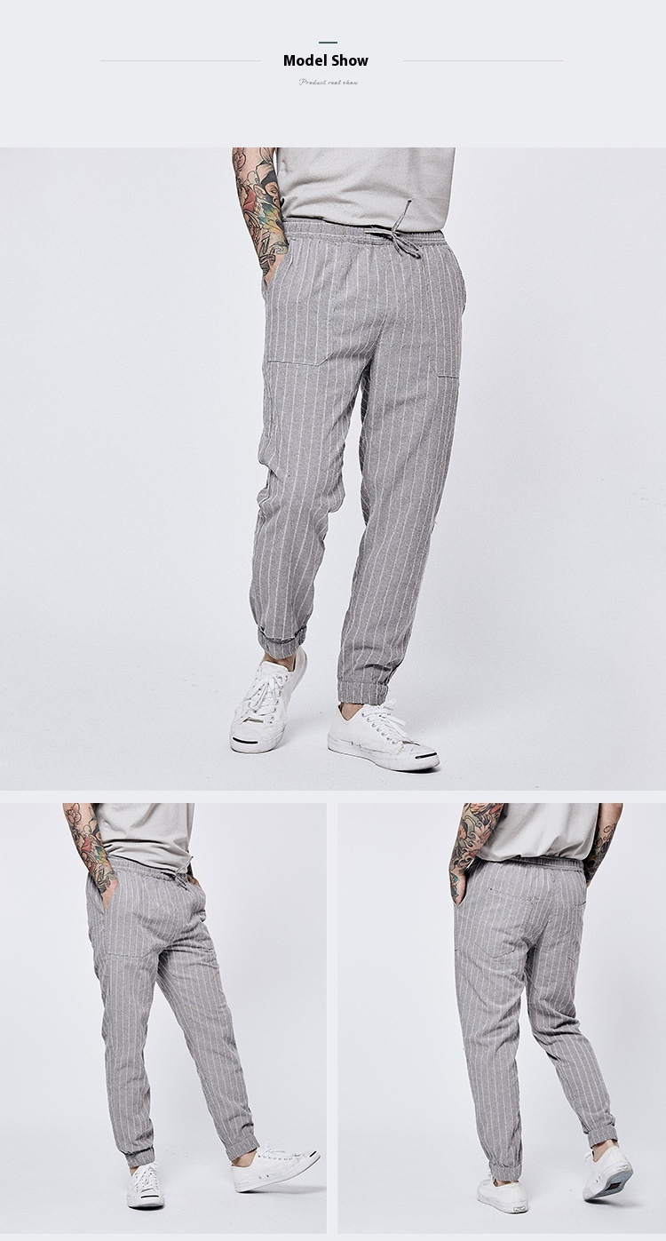 Title 8, Pantaloni Casual in Lino Ampi con Lacci ai Pied...