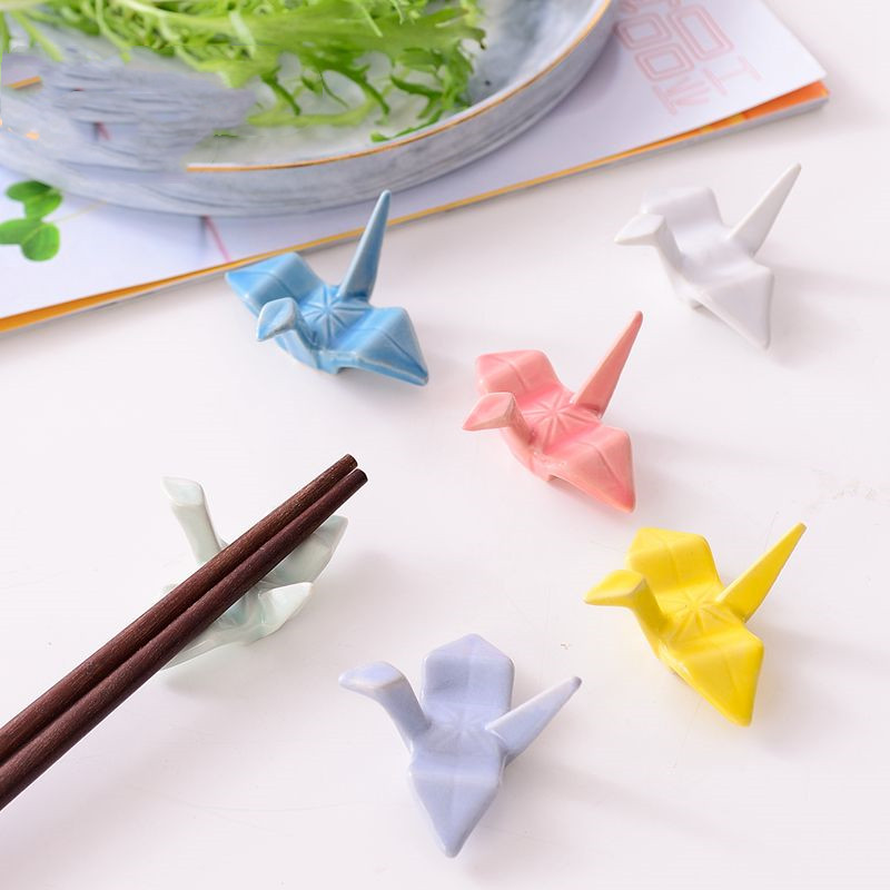 Title 4, Ceramic Thousand Paper Crane Chopstick Holder C...