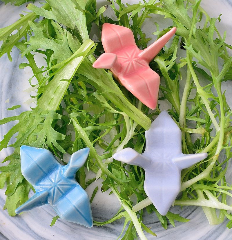 Title 5, Ceramic Thousand Paper Crane Chopstick Holder C...