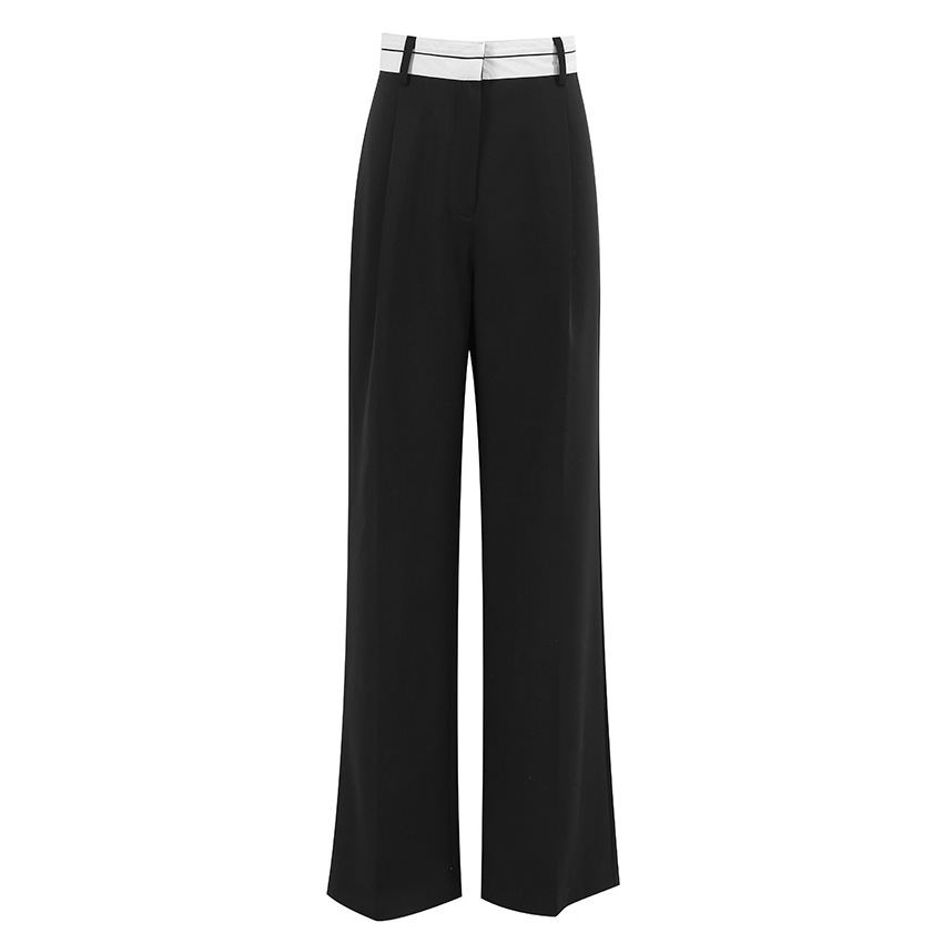 Title 10, Fashionable Simple Contrast Color Wide-leg Pant...