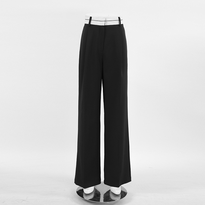 Title 12, Fashionable Simple Contrast Color Wide-leg Pant...