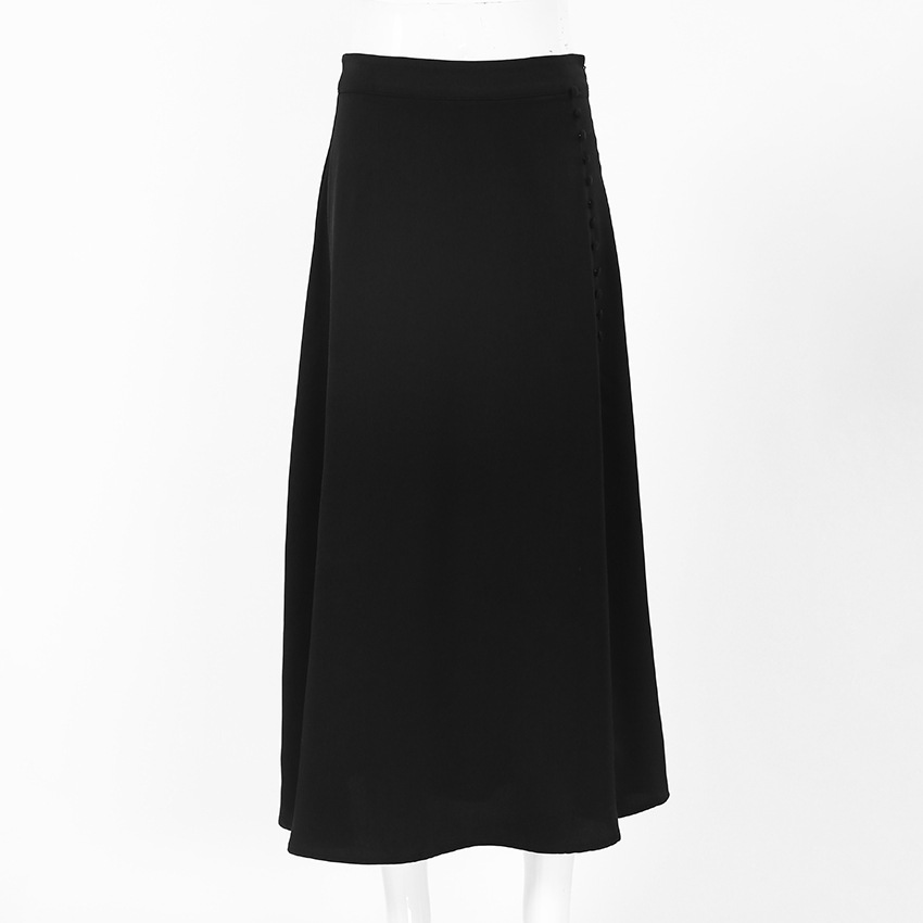 Title 15, French high waist slit black satin skirt. Offer...