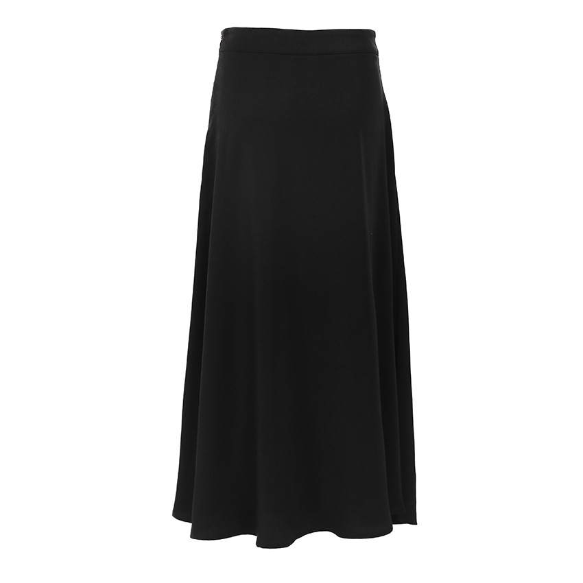 Title 17, French high waist slit black satin skirt. Offer...